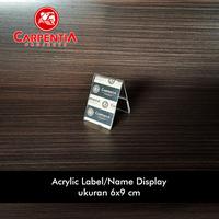 Gambar Carpentia | Papan Nama Acrylic Name Label - 6x9 cm Vertikal Portrait - [Display Nama Harga Price Tag Segitiga Akrilik 2 Sisi] dari Carpentia Indonesia Kota Tangerang Selatan 4 Tokopedia