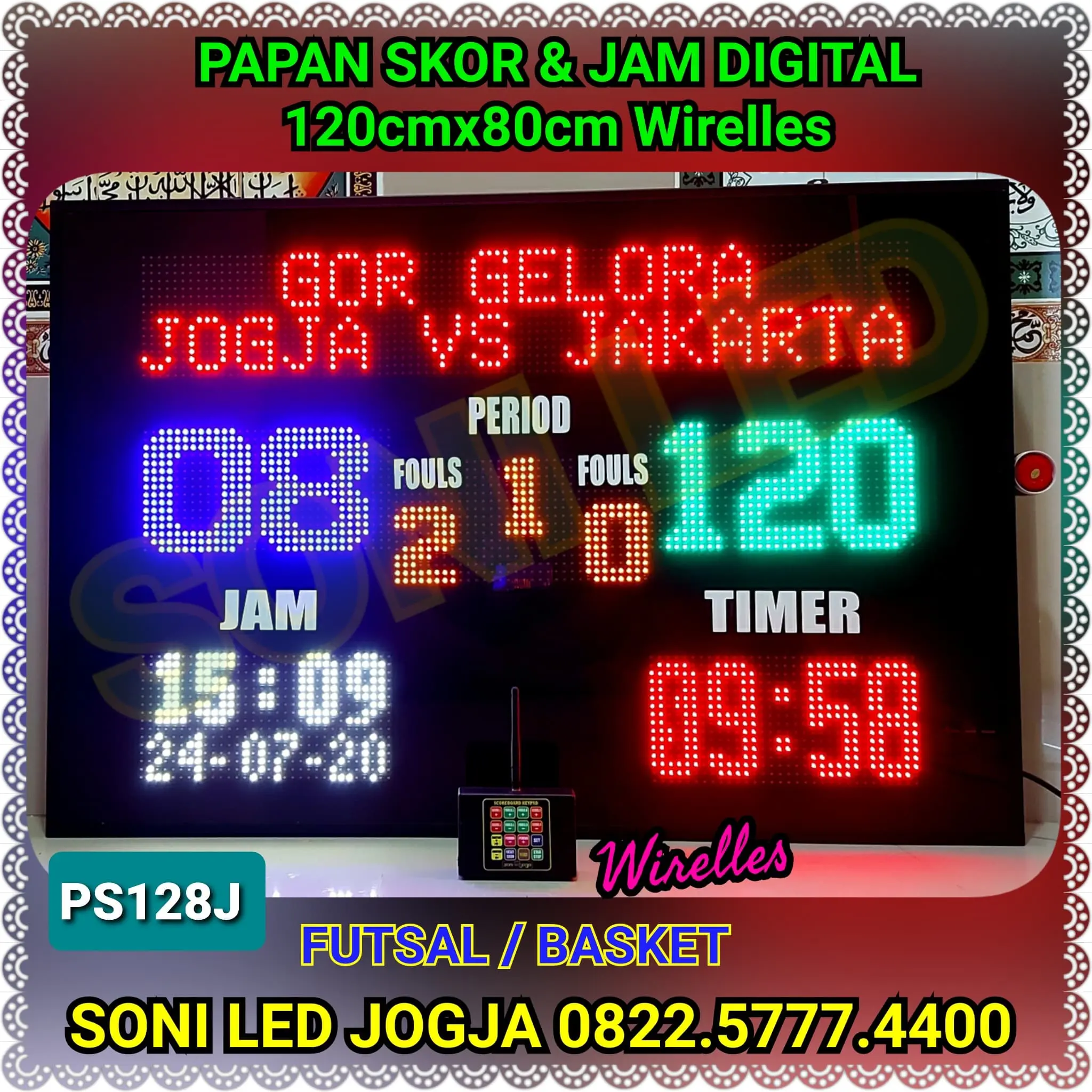 Papan skor + Jam digital futsal basket scoreboard skoring led pilihan