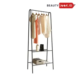 Rak Pakaian Gantung Besi Rak Pakaian Portable Rak Pakaian Minimalis Hanger Gantungan Baju Gantungan Pakaian Aesthetic Gantungan Pakaian Kamar Modern Dengan 2 Rak GP004