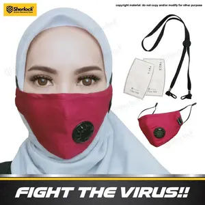 Sherlock Masker N95 PM 2.5 dengan Filter Carbon + Tali Hijab 1 Katup V2.0 Extra Filter Carbon N99 CV Nyaman