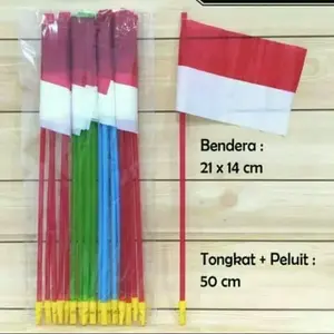 Bendera Stik Peluit Bendera Merah Putih 21 x 14 cm Tongkat 50 cm Peluit Termasuk