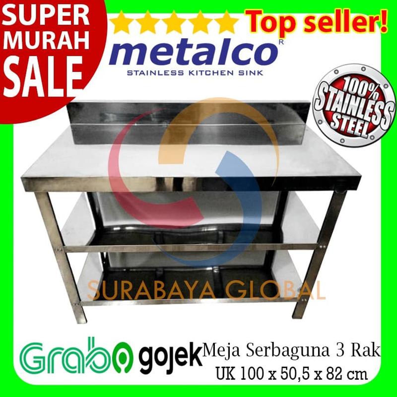 Meja Dapur Kompor Stainless Steel 3 Rak Serbaguna Metalco - Shop ...