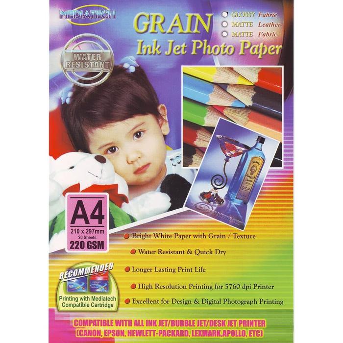 Gambar Mediatech Photo Paper Inkjet Matte Grain Motif Kulit A4-220 Gsm dari Mediatech Travel Gadget Kota Administrasi Jakarta Utara Tokopedia