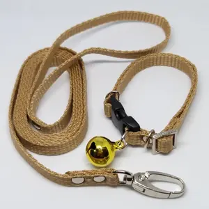 KALUNG + TALI TUNTUN KUCING, KELINCI, MUSANG,ANJING KECIL(COKLAT MUDA)