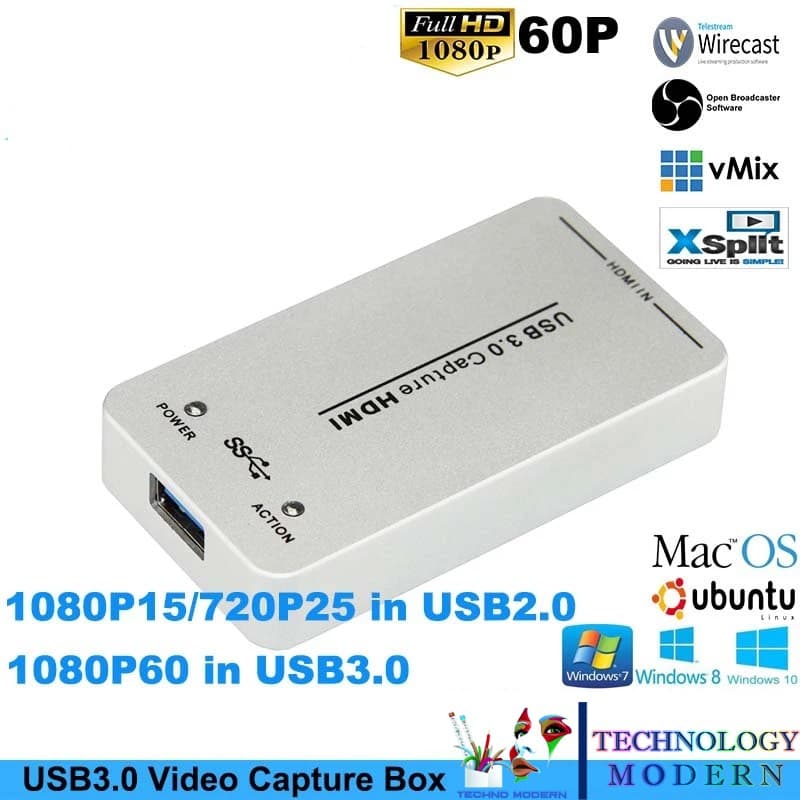 HDMI to USB3.0 60FPS VIDEO CAPTURE Live Streaming OBS/vMix/Wirecast/X