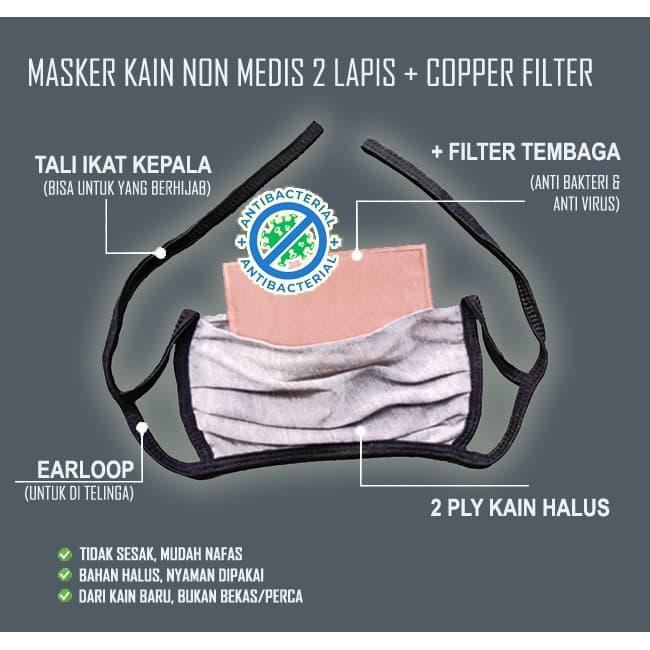 Gambar Masker Kain Plus Filter Lapis Tembaga - Earloop dan Tali dari Situs Digital Kota Bekasi Tokopedia