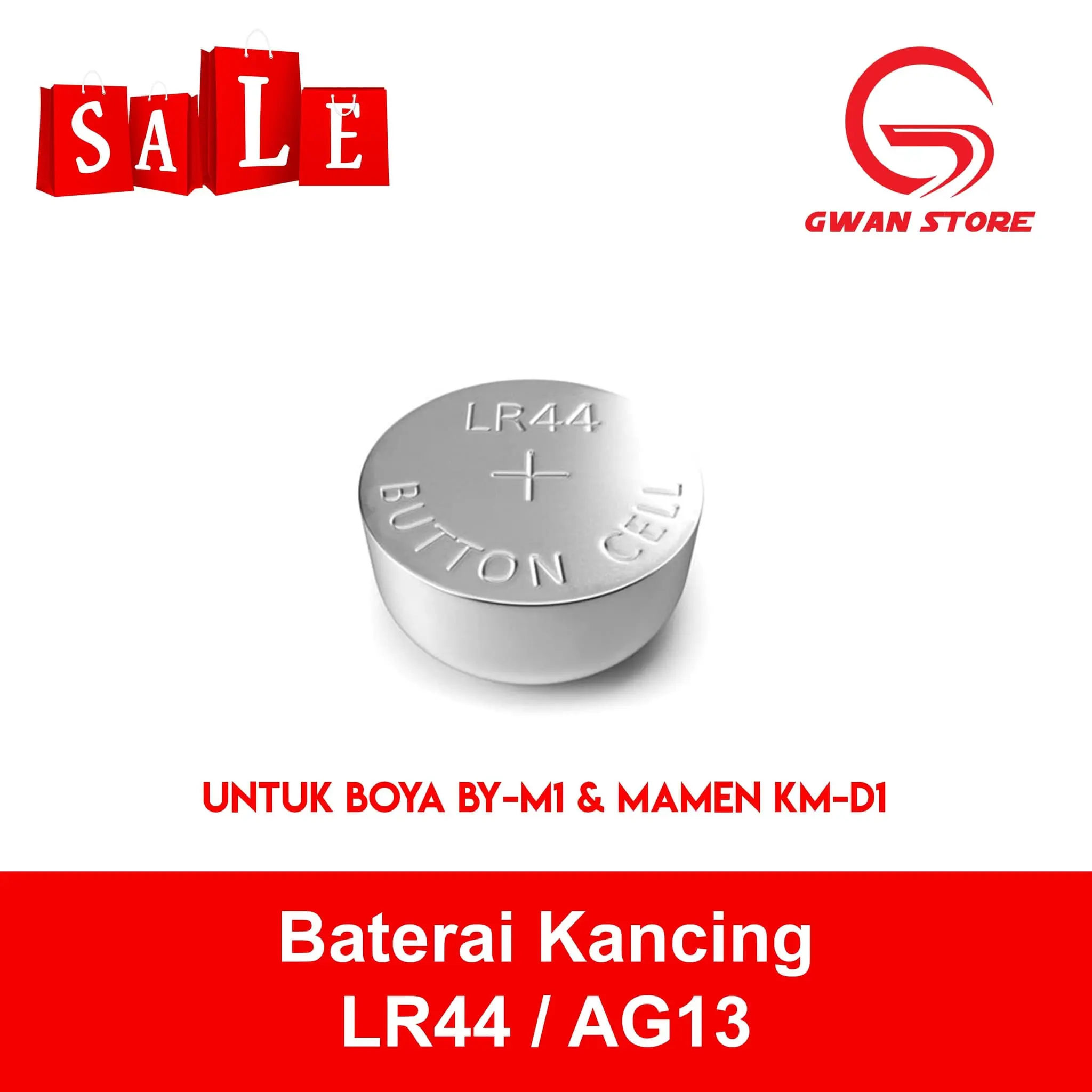 Baterai LR44 AG13 untuk Boya BY-M1 Mamen KM-D1 Battery Batre LR 44