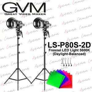 lampu studio Foto Led Light Kit Video GVM LS-P80S-2D Paket