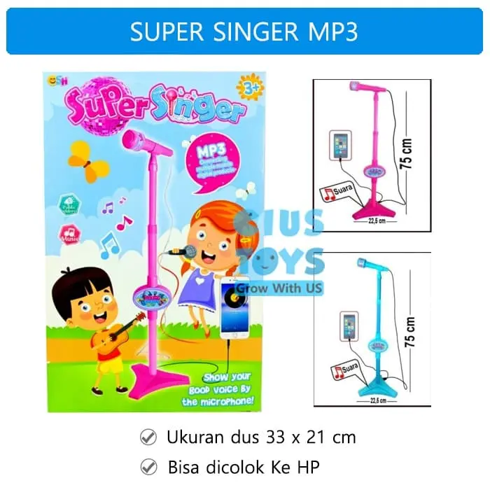 Microphone Super Singer MP3 Karaoke |Mainan Mik Nyanyi | Single Mic