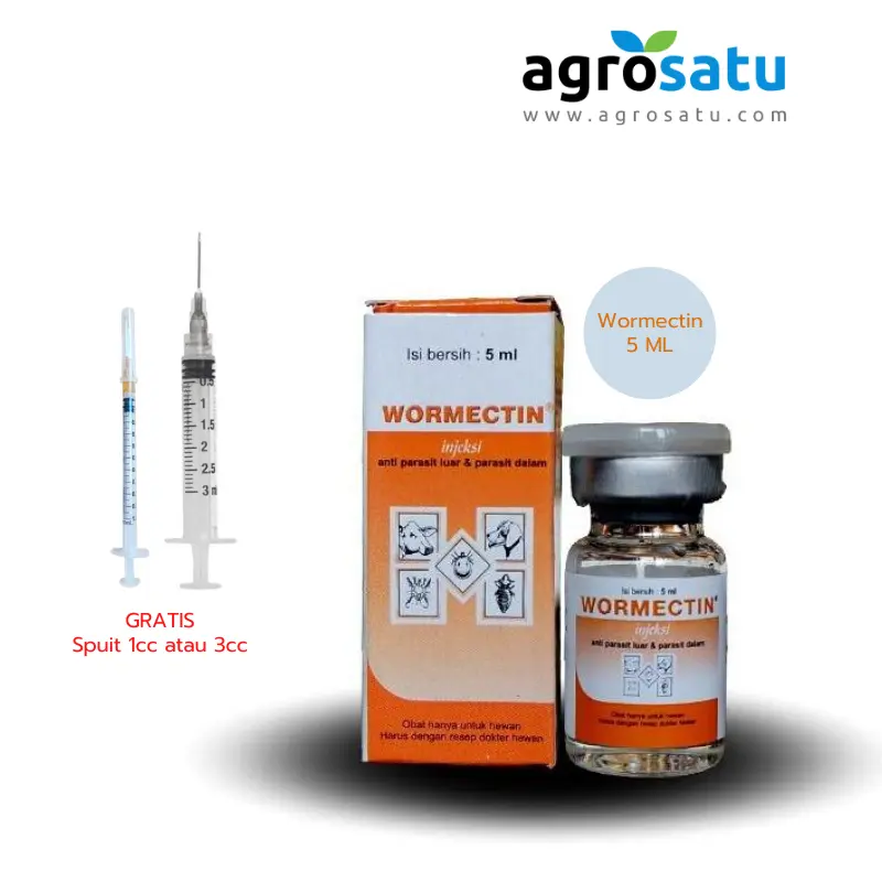 Wormectin 5 ml obat kutu tungau caplak parasit kucing kelinci anjing