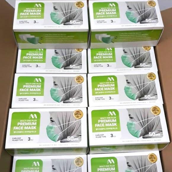 Masker Headloop/ Hijab Multione Plus 3 ply (50 pcs)