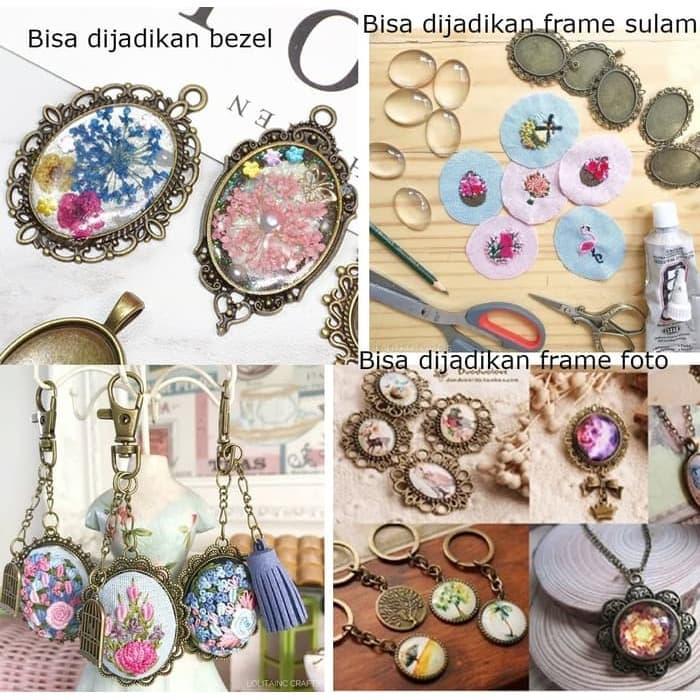 Frame Kalung Vintage Fit 3x4CM cameo cangkang sulam charm cabochon 3