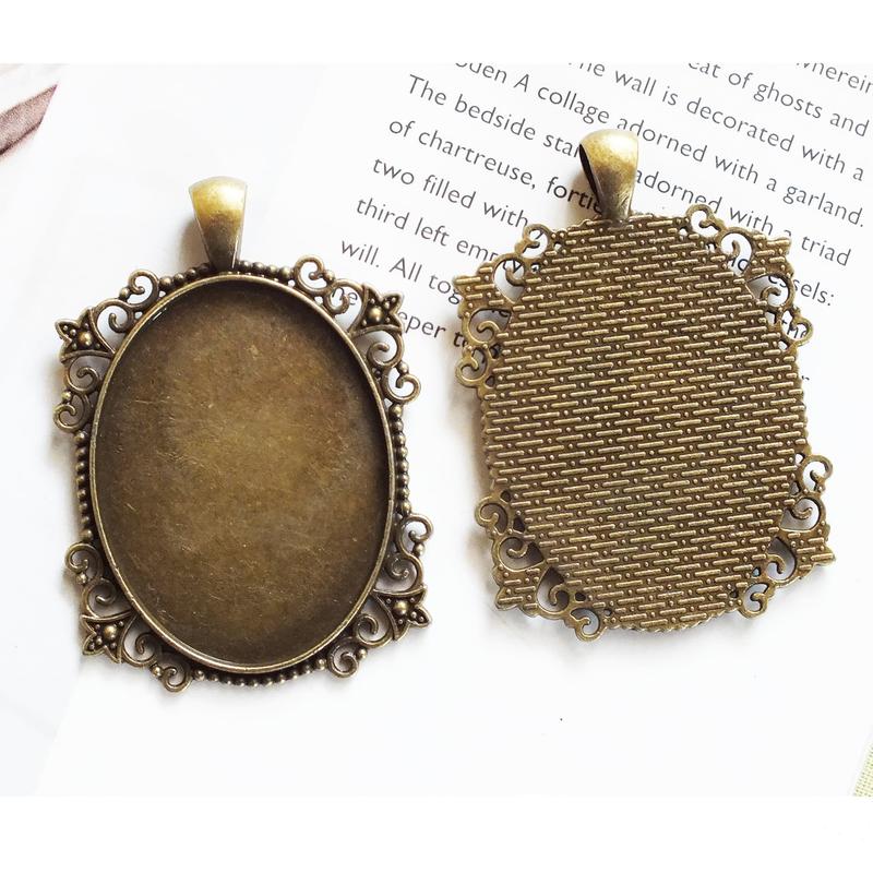 Frame Kalung Vintage Fit 3x4CM cameo cangkang sulam charm cabochon 0