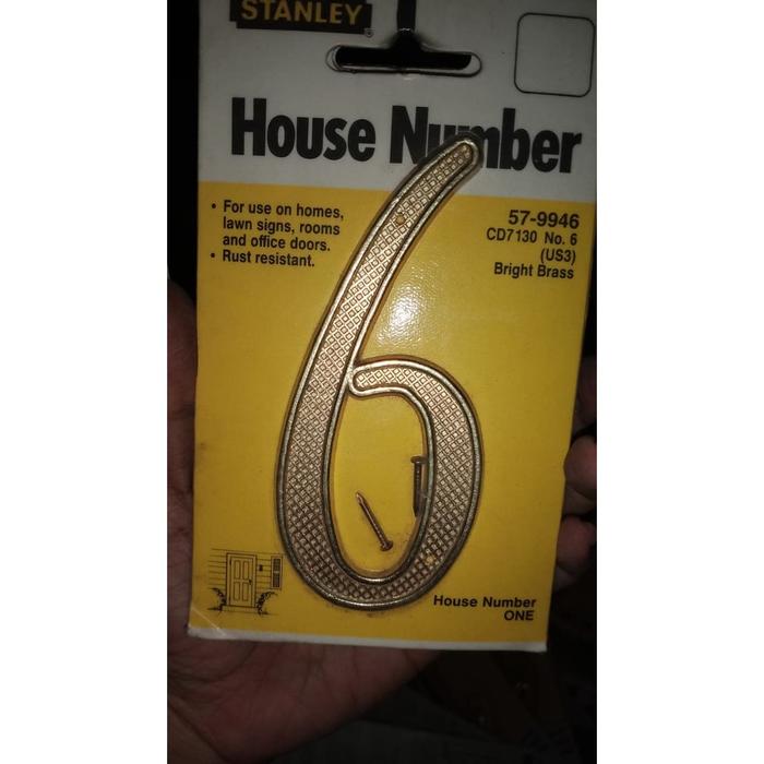 Gambar STANLEY Nomor rumah/House Number 57-9946 CD7130 NO 6 US3 BRIGHT BRASS dari Biru International Kota Administrasi Jakarta Utara Tokopedia
