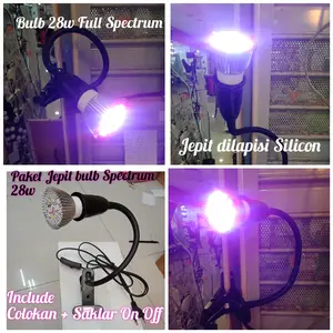 Paketan Lampu LED Spectrum 28W + Fitting Jepit Grow Light Plant Fruit
