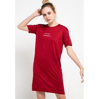 Gambar LTB73 dress daster kaos casual katakana underline Maroon - S dari THIRD DAY Kota Bandung 2 Tokopedia