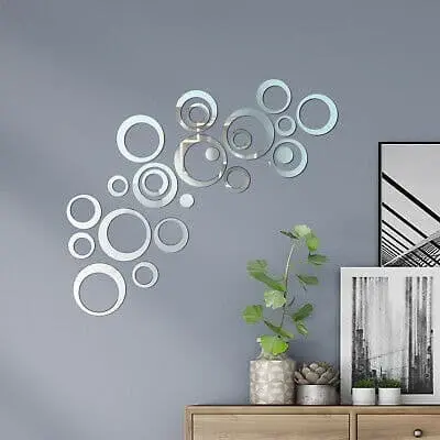 24pcs/set Ring Mirror Sticker Kaca Bulat Dekorasi dinding Wall sticker