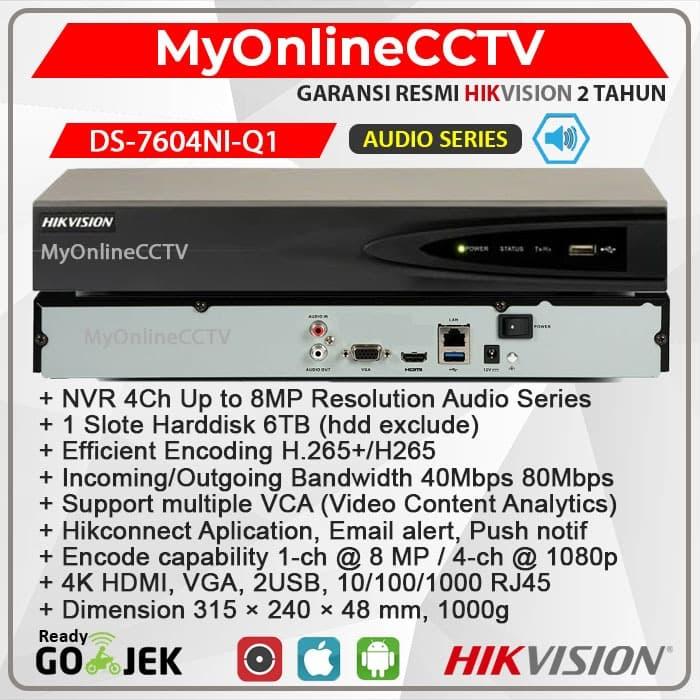 Gambar DS-7604NI-Q1 NVR IP Camera CCTV Hikvision 4 ch Kamera Onvif Non POE - NON BUNDLING dari MyOnlineCCTV Kota Administrasi Jakarta Barat Tokopedia