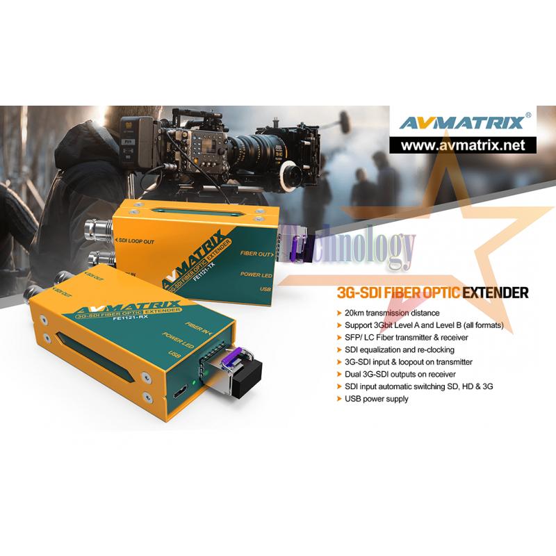3G-SDI Splitter Extender Over Fiber Optik Single Mode LC 20 KM Full HD