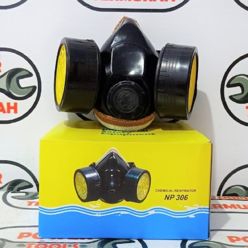 Masker Obat Double NP 306 Chemical Respirator Anti Debu Gas Mask Kimia