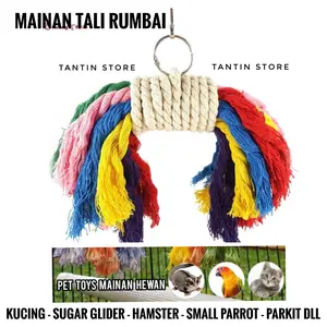 Mainan Gigitan Tali Rumbai Sugar Glider Kucing Sunconure Falk Lovebird