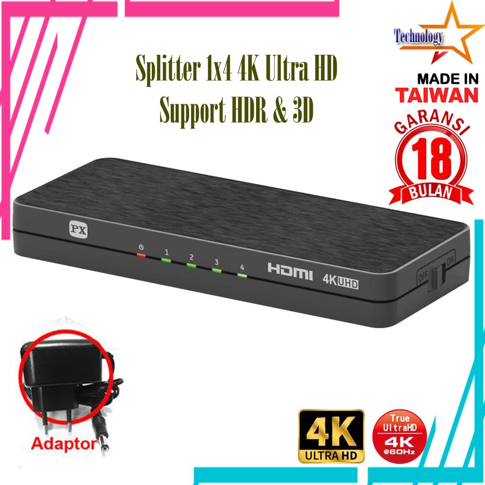 HDMI Splitter 1x4 4K Ultra HD Support HDR & 3D Garansi 18 Bulan