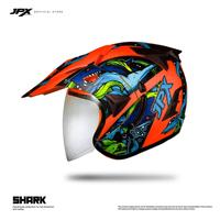 Gambar Helm Half Face Pria Wanita Harian Double Visor Motor SNI Tebal Nyaman Jpx Supermoto Shark - Fluorescent Red Doff - L dari JPX HELMET Kab. Tangerang 3 Tokopedia
