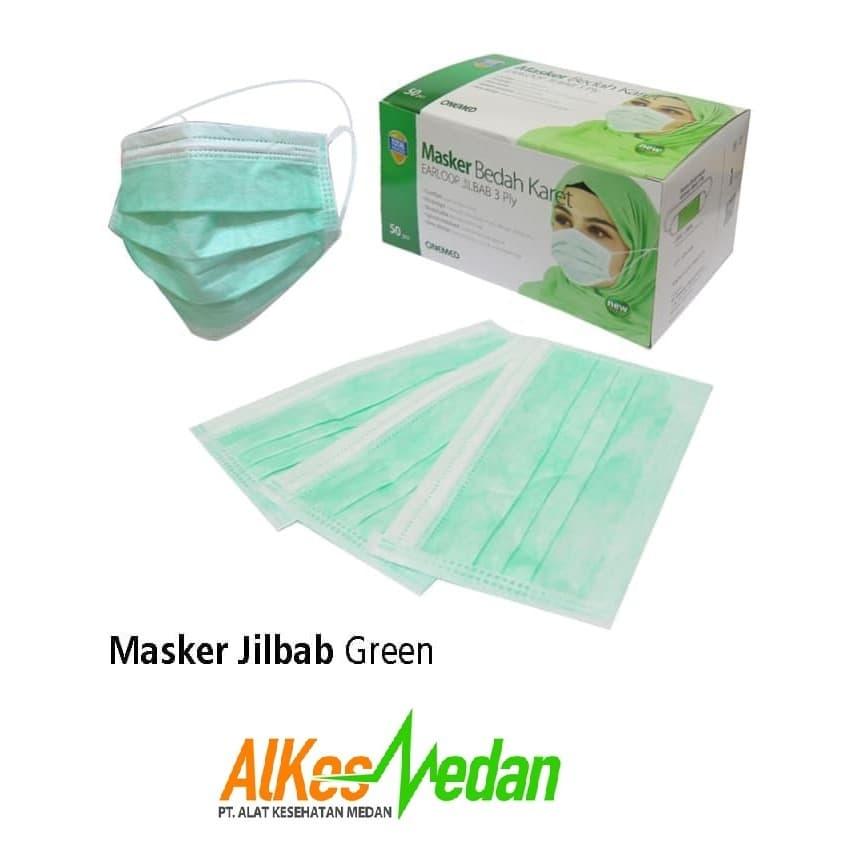 MASKER HIJAB ONEMED 3 PLY ISI 50 MASKER JILBAB DOKTER