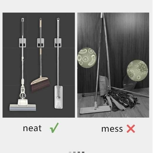broom holder stainless - gantungan pegangan sapu 1 kait + gantungan 0