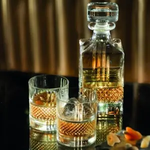 Decanter set 7pcs 1Dec.+ 6pcs gelas Whisky kristal RCR Italy Original