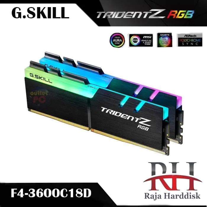 Memory Gskill Trident Z RGB DDR4 PC28800 3600Mhz 32GB 2x16GB Ram 0
