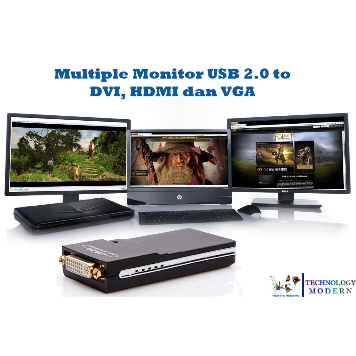 USB 2.0 to VGA/DVI/HDMI Video Graphic Adapter Multi Monitor Display