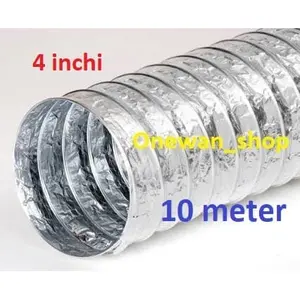 10 meter pipa exhaust aluminium 4 inchi /flexible cerobong /pembuangan