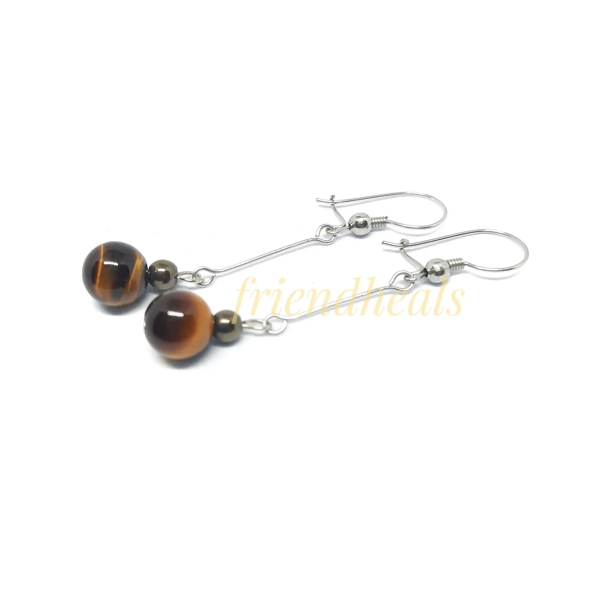 Anting Batu Alam Tiger Eye Mix Gold Hematite