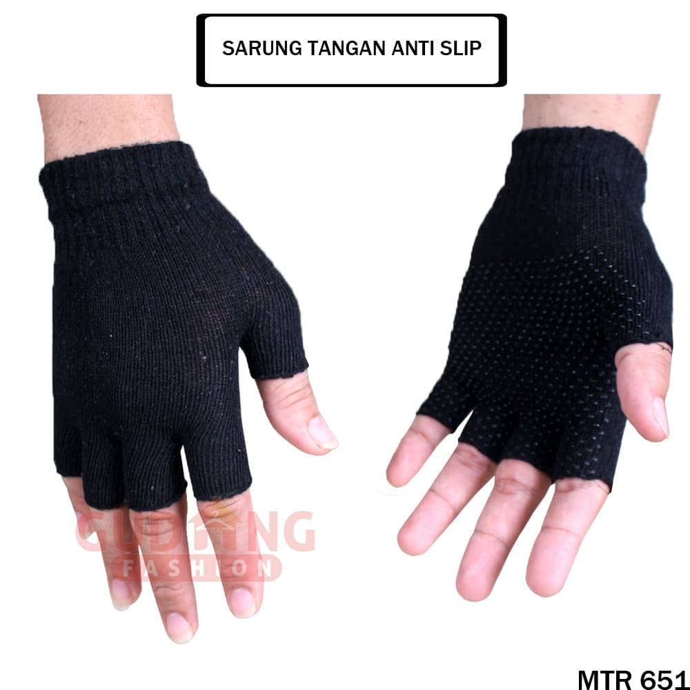 Product Introduction of Sarung Tangan Anti Slip Half Finger Full Finnger - Hitam Putih - Katun Polyester - Free Size 14