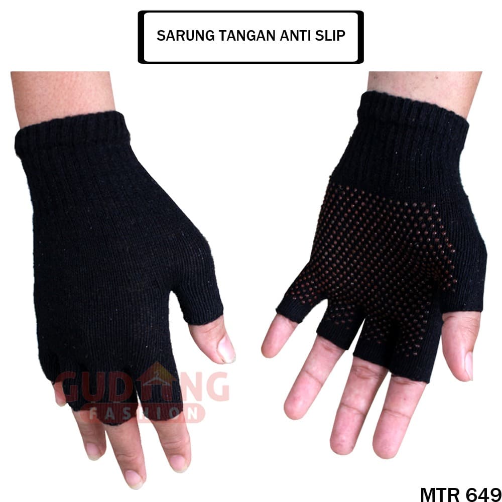 Product Introduction of Sarung Tangan Anti Slip Half Finger Full Finnger - Hitam Putih - Katun Polyester - Free Size 13
