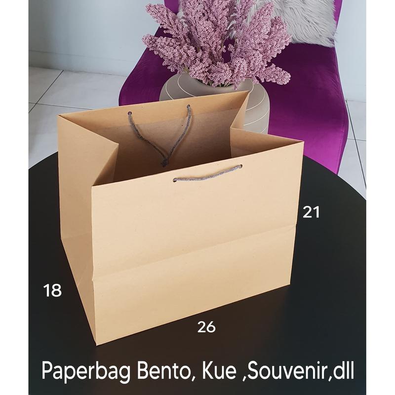 ( 12 biji ) paper bag polos 26 x 21 | paperbag bento | tas kertas coklat kraft