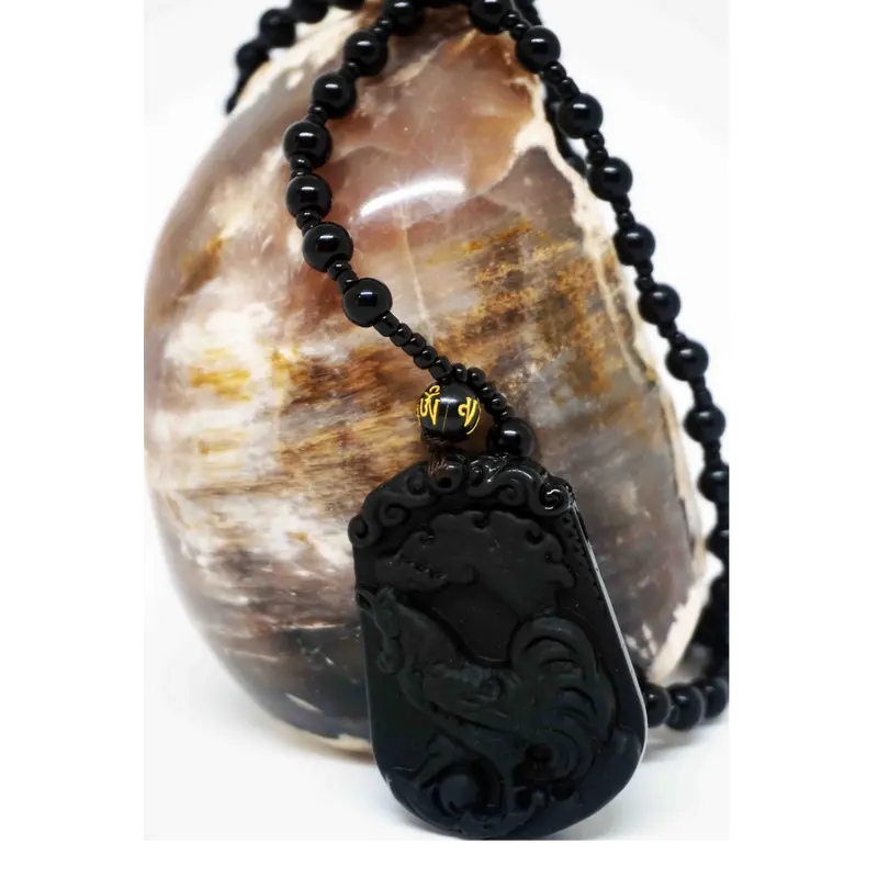 Kalung Shio Ayam Fengshui Zodiak Black Onyx Stone 0