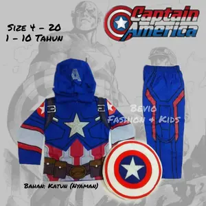 Baju Kostum Anak Superhero Captain America III Civil War Setelan Murah