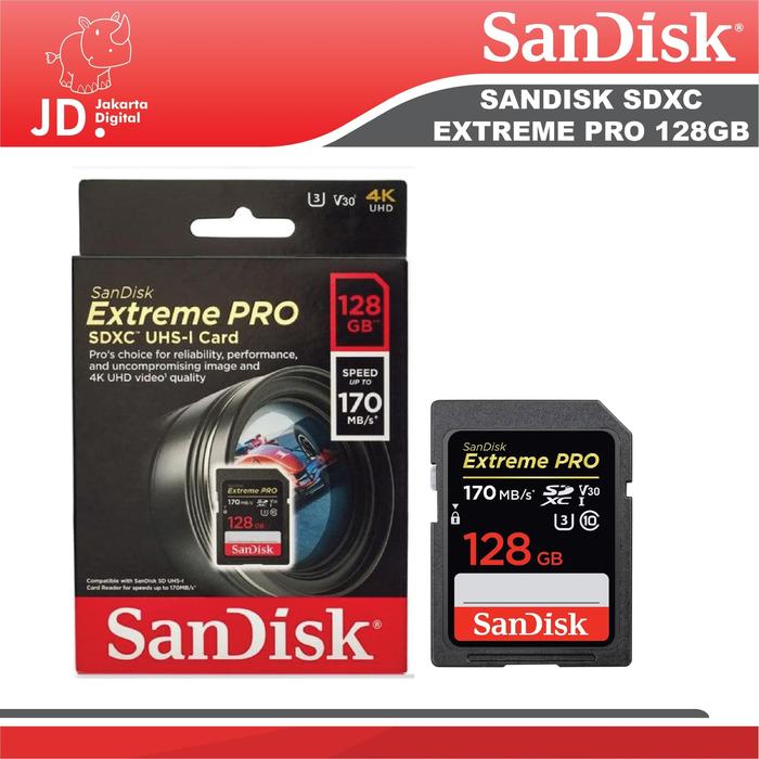 Gambar MEMORY SANDISK EXTREME PRO SD 128GB 170MB/S dari Jakarta Digital 8 Kota Administrasi Jakarta Pusat Tokopedia