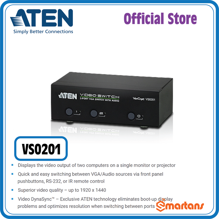 Gambar Aten VS0201 - 2 Port VGA Switch with Audio. RS232. 1920x1440. 300MHz. dari Smartans Kota Administrasi Jakarta Pusat Tokopedia