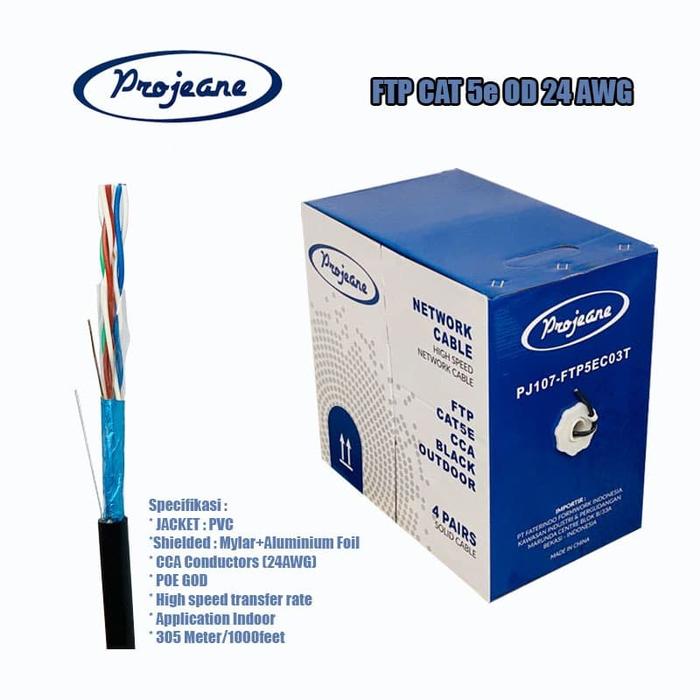 Gambar Projeane Kabel FTP CAT 5e 24 AWG - PVC - CCA - 4Pairs - Outdoor dari PTSOLID Kota Administrasi Jakarta Barat Tokopedia