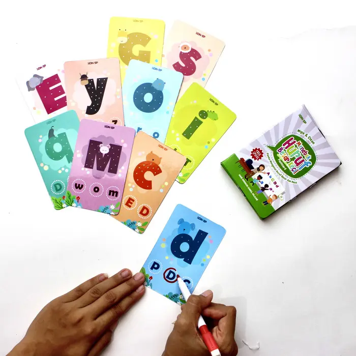 Mainan Edukasi Anak Konsep Flash Card Wipe Clean Kartu Menebak Huruf 2