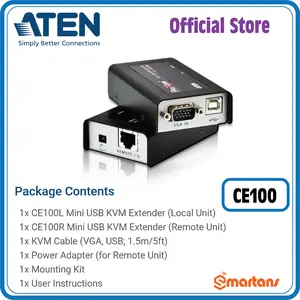 Aten CE100 - USB VGA Cat 5 Mini KVM Extender Up to 100 m