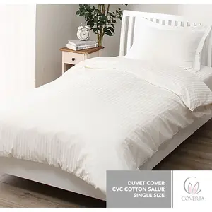 Duvet Cover / Quilt Cover Hotel - Putih Salur - Single 150x210cm