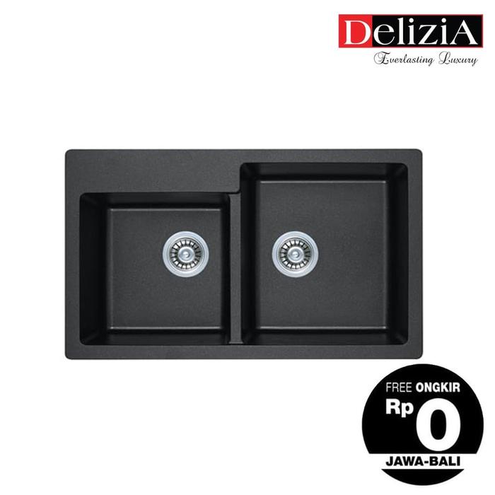 Gambar DELIZIA Sink Granite 2 Lubang, 86 Cm DGH8206BK dari Delizia Official Store Kab. Bogor Tokopedia