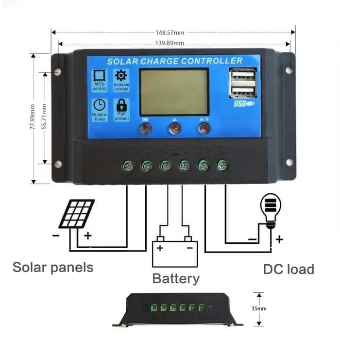 Solar Charge Controller PWM Panel Tenaga Surya 10A-60A / 12v - 24v 2