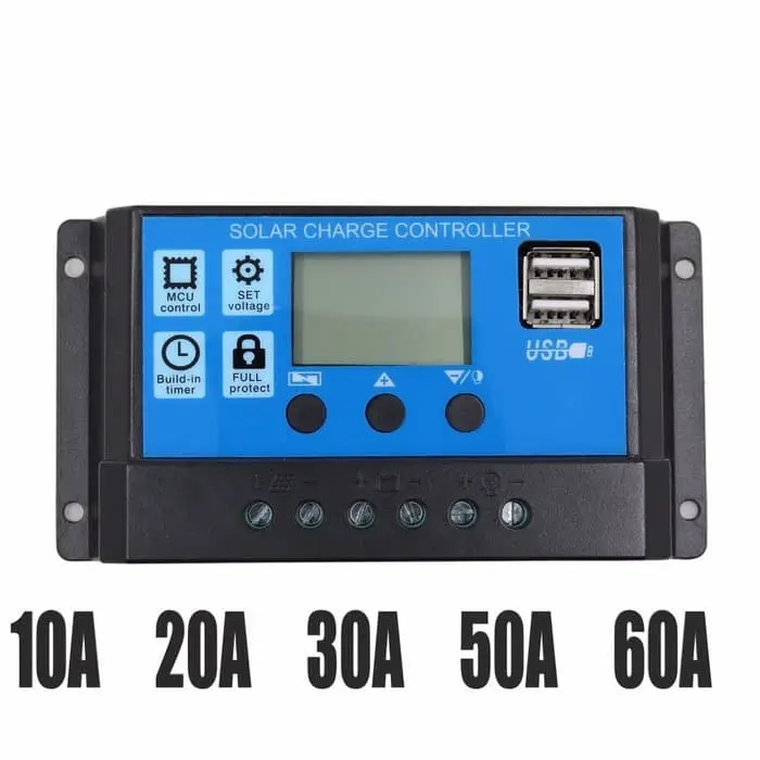 Solar Charge Controller PWM Panel Tenaga Surya 10A-60A / 12v - 24v 0