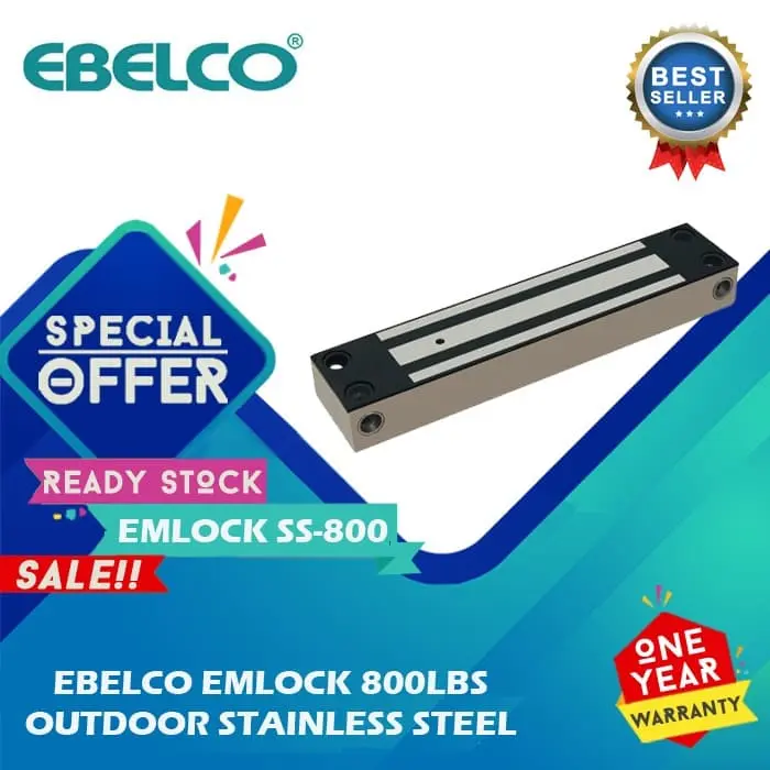 Ebelco Emlock SS-800 Magnetic Lock Stainless Steel Outdoor 800lbs