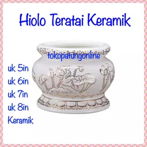 Hiolo Teratai Tempat Hio Keramik uk 5-8in Putih